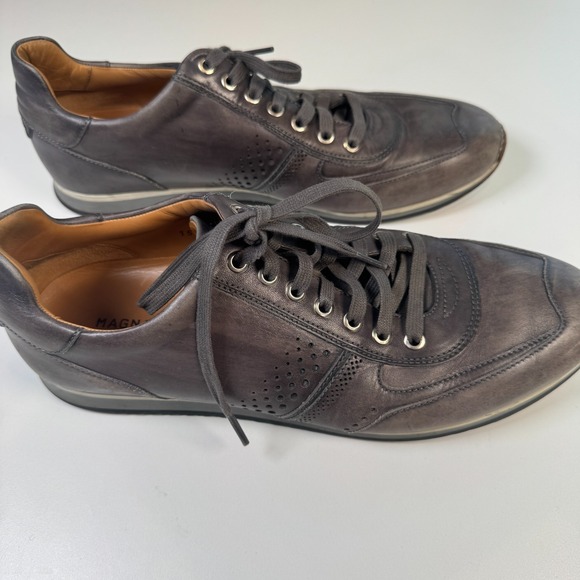 Magnanni Shoes Leather Sneakers Mens Size 9.5 Grey Casual Lace Up Portugal 15745 - Picture 3 of 14